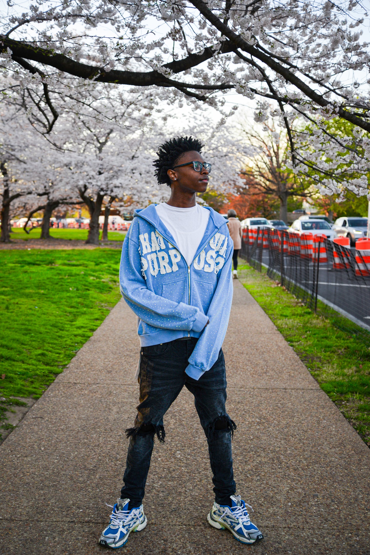 “What’s Your Purpose?” - Zip Up Hoodie (Sky Blue)