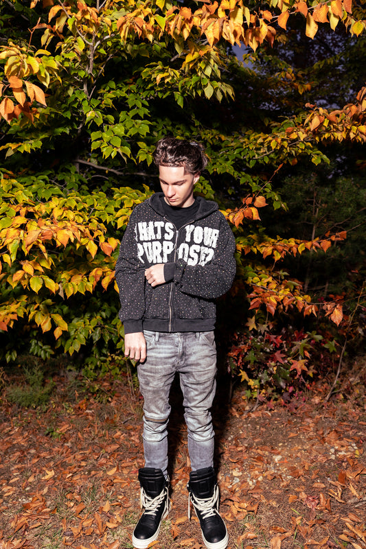 OG “What’s Your Purpose?” - Zip Up Hoodie (Black)