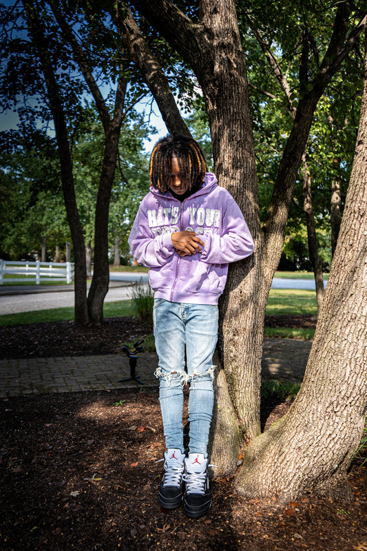“Whats Your Purpose?” - Zip Up Hoodie (Lavender)